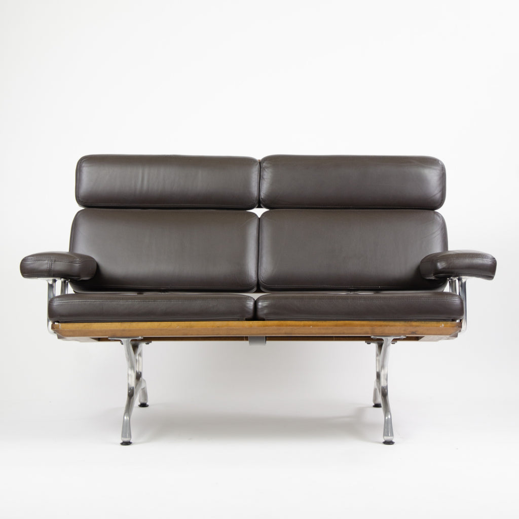 SOLD 2007 Eames Herman Miller Two Seater Sofa Walnut and Brown Leather
