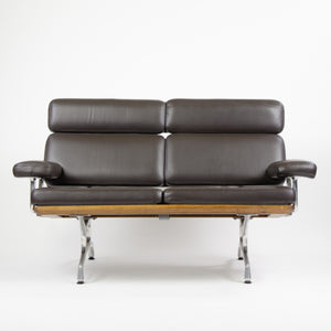 SOLD 2007 Eames Herman Miller Two Seater Sofa Walnut and Brown Leather