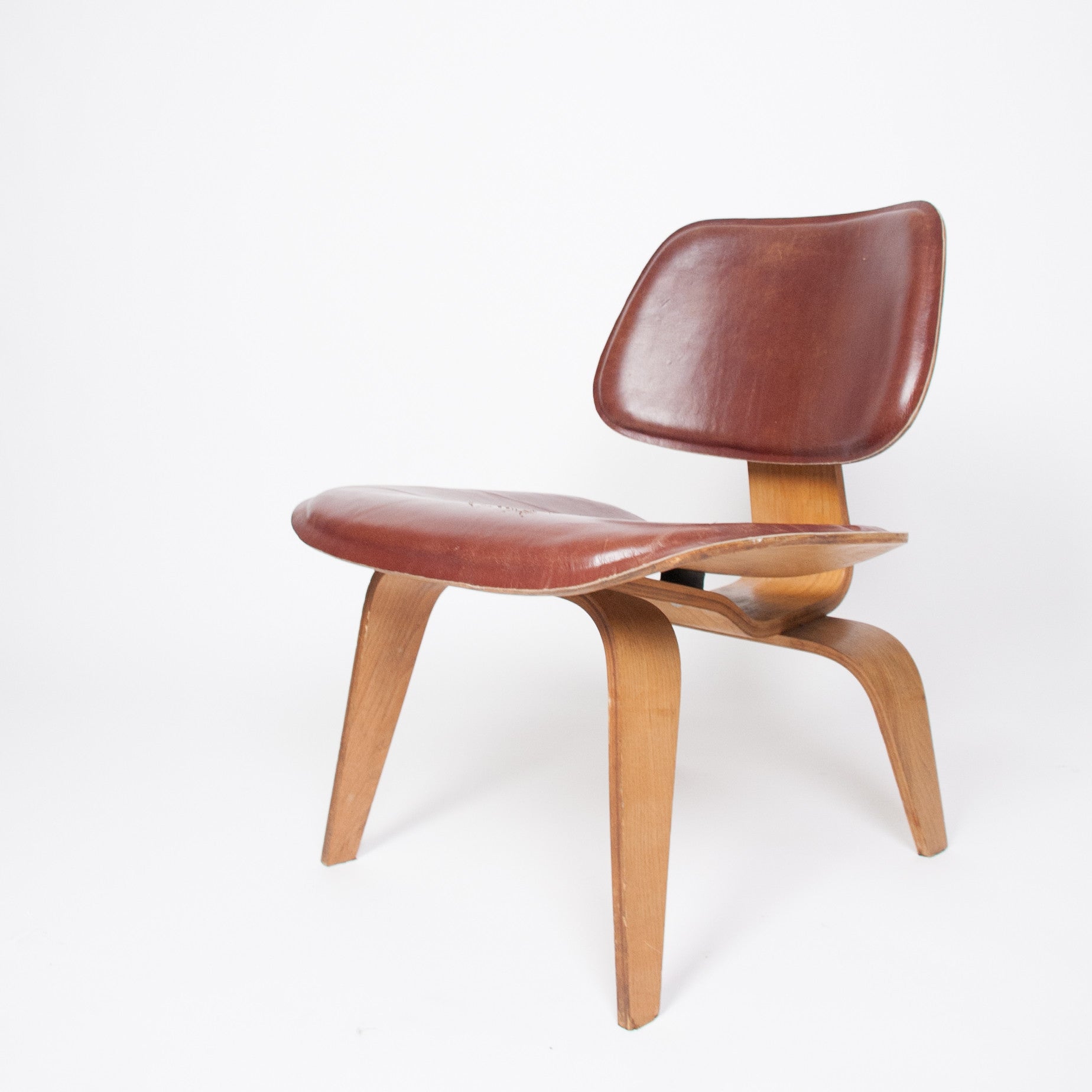 SOLD Eames Evans Herman Miller 1947 LCW Plywood Lounge Chair Leather! 5-2-5