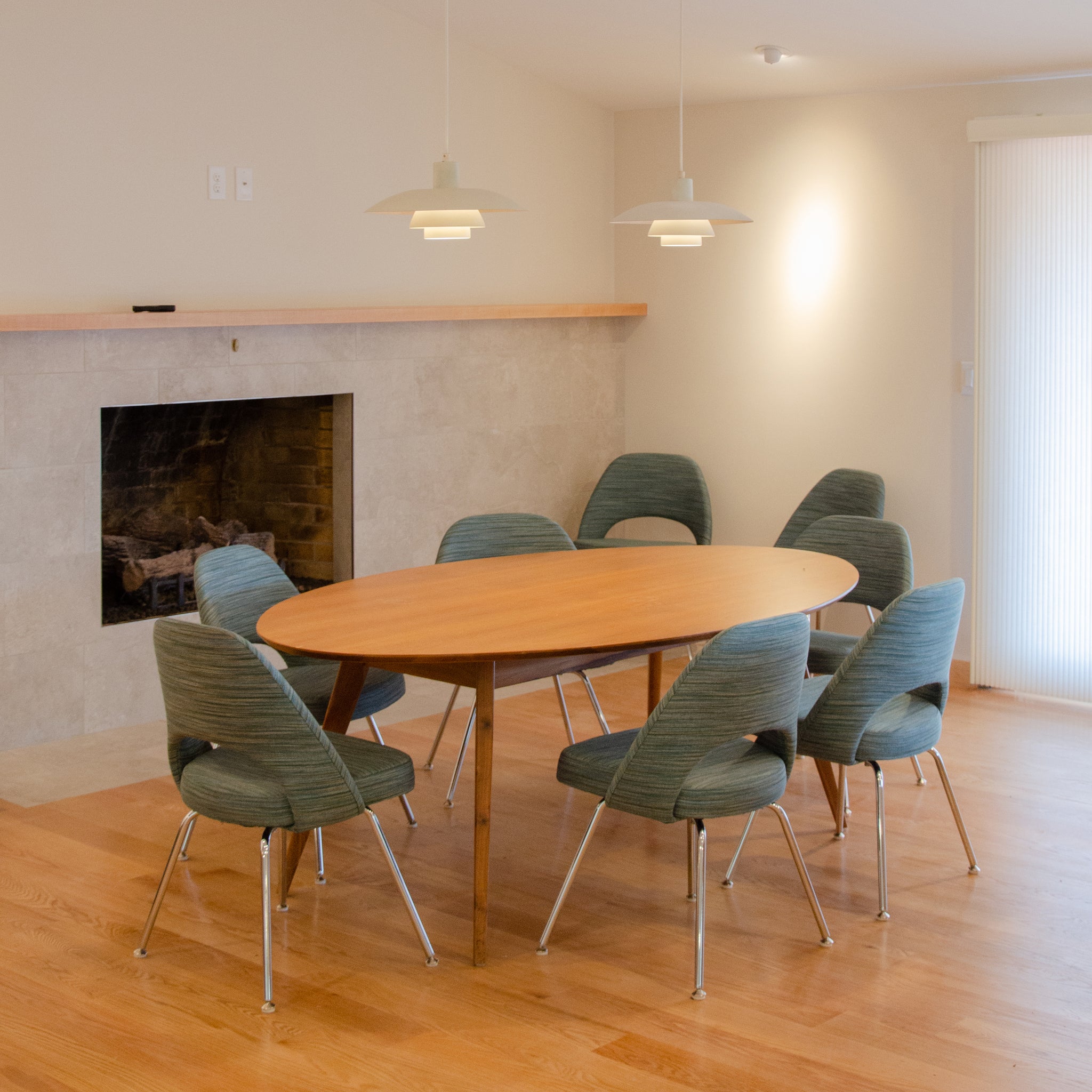 Custom Jens Risom Knoll 78 in Oval Walnut Dining Conference Table