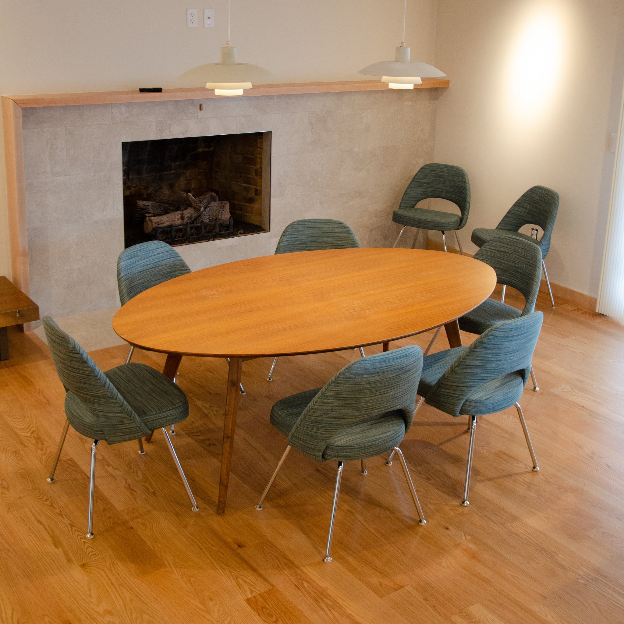 Custom Jens Risom Knoll 78 in Oval Walnut Dining Conference Table