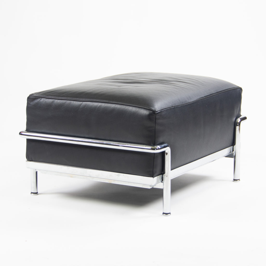 SOLD Cassina Italy Le Corbusier LC2 Petit Modele Ottoman Foot Stool Black Leather