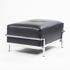 SOLD Cassina Italy Le Corbusier LC2 Petit Modele Ottoman Foot Stool Black Leather