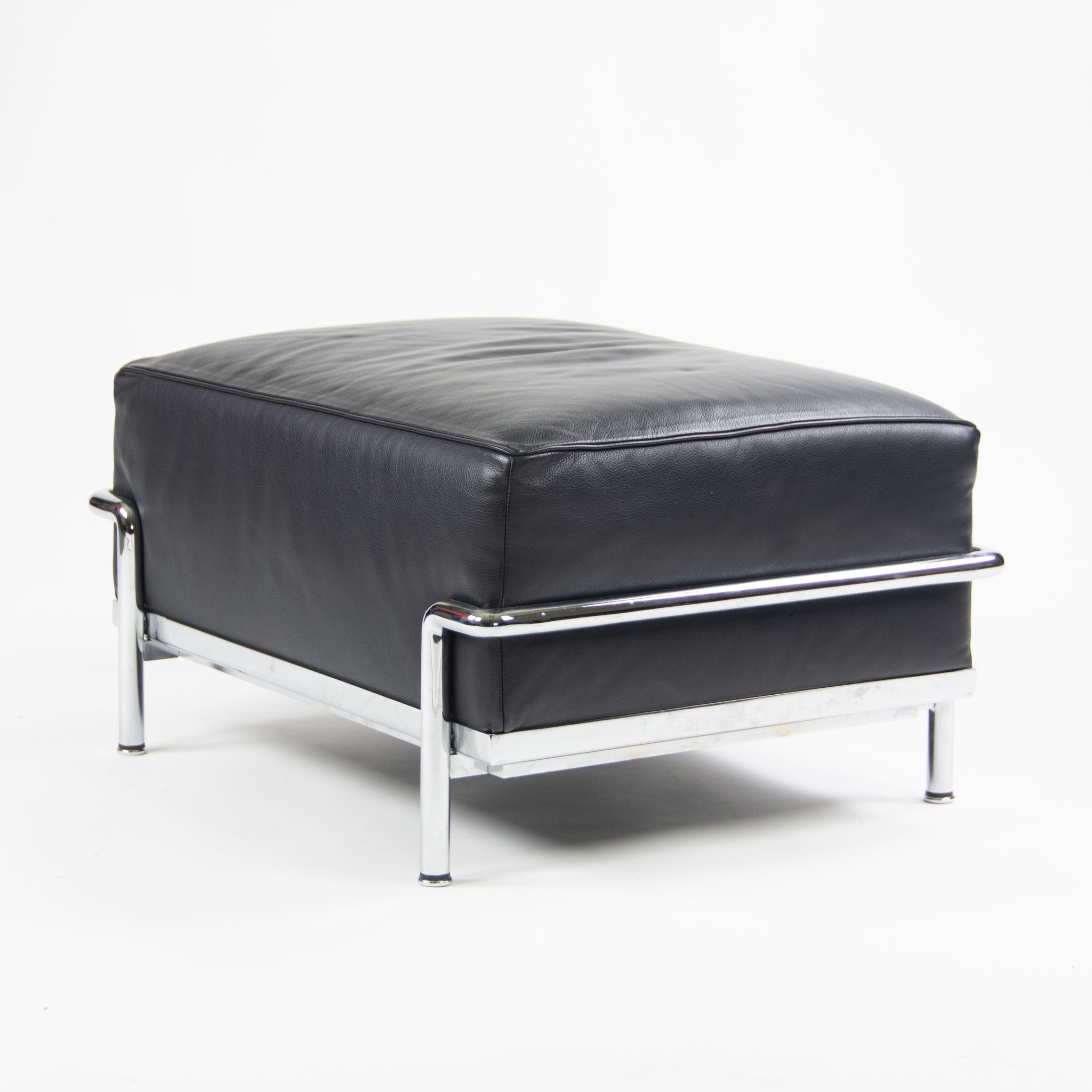 SOLD Cassina Italy Le Corbusier LC2 Petit Modele Ottoman Foot Stool Black Leather