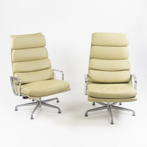 SOLD Herman Miller Eames Soft Pad Aluminum Group Lounge Chairs Leather 2x 2007