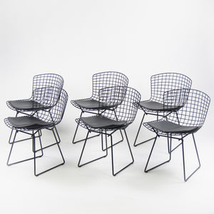 SOLD Knoll International Harry Bertoia Wire Side Dining Chairs Black Set of Six