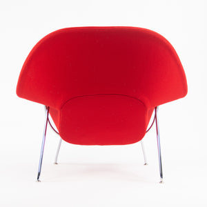 SOLD 2000's Eero Saarinen Womb Chair and Ottoman Knoll Studio Full-Size Red Hopsack
