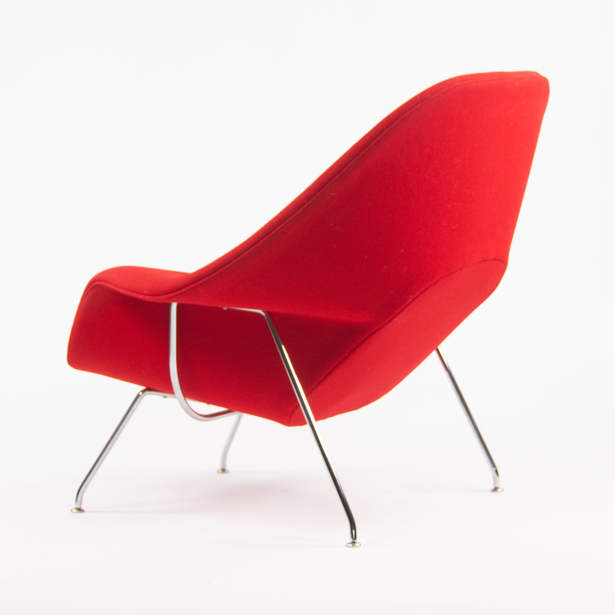 SOLD 2000's Eero Saarinen Womb Chair and Ottoman Knoll Studio Full-Size Red Hopsack