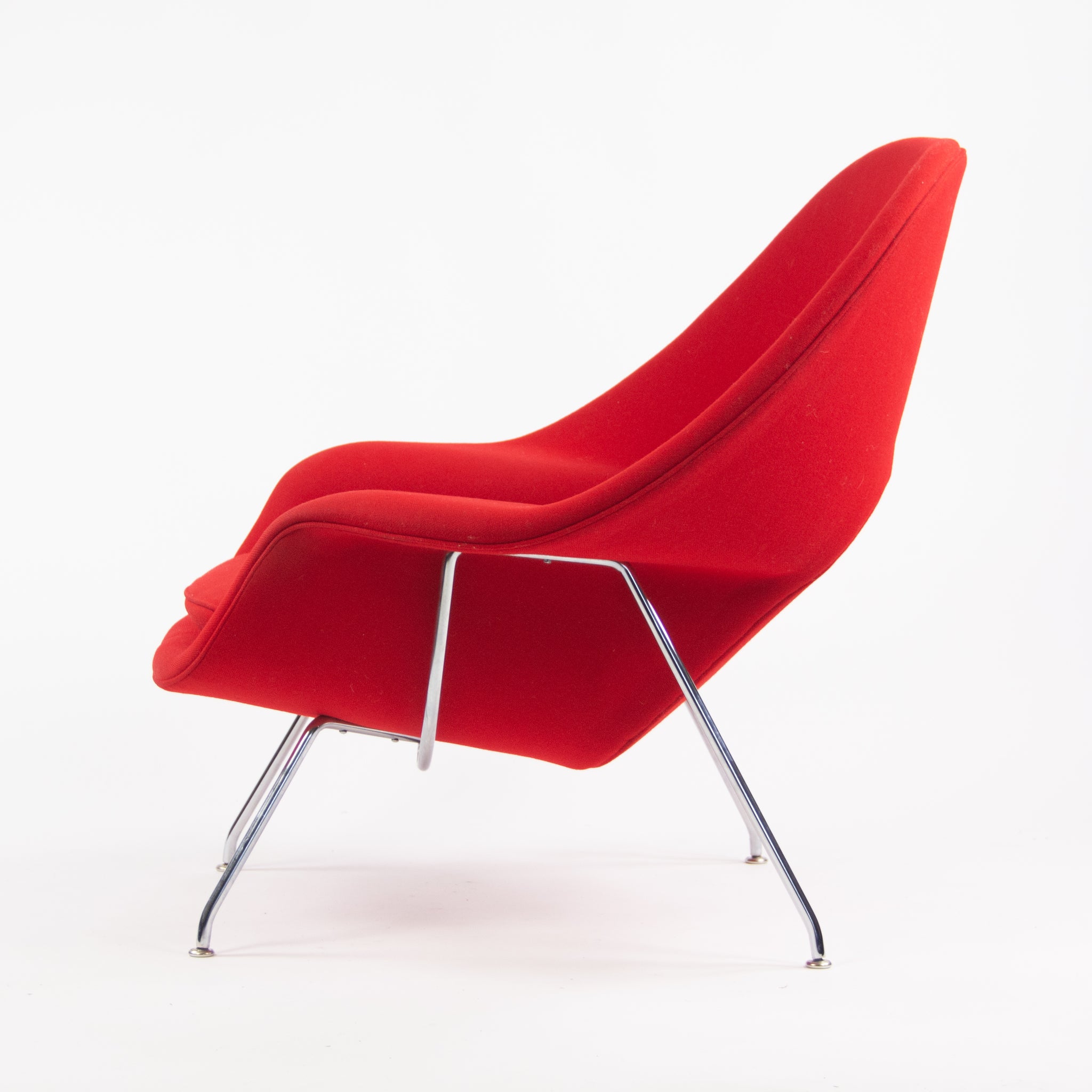 SOLD 2000's Eero Saarinen Womb Chair and Ottoman Knoll Studio Full-Size Red Hopsack