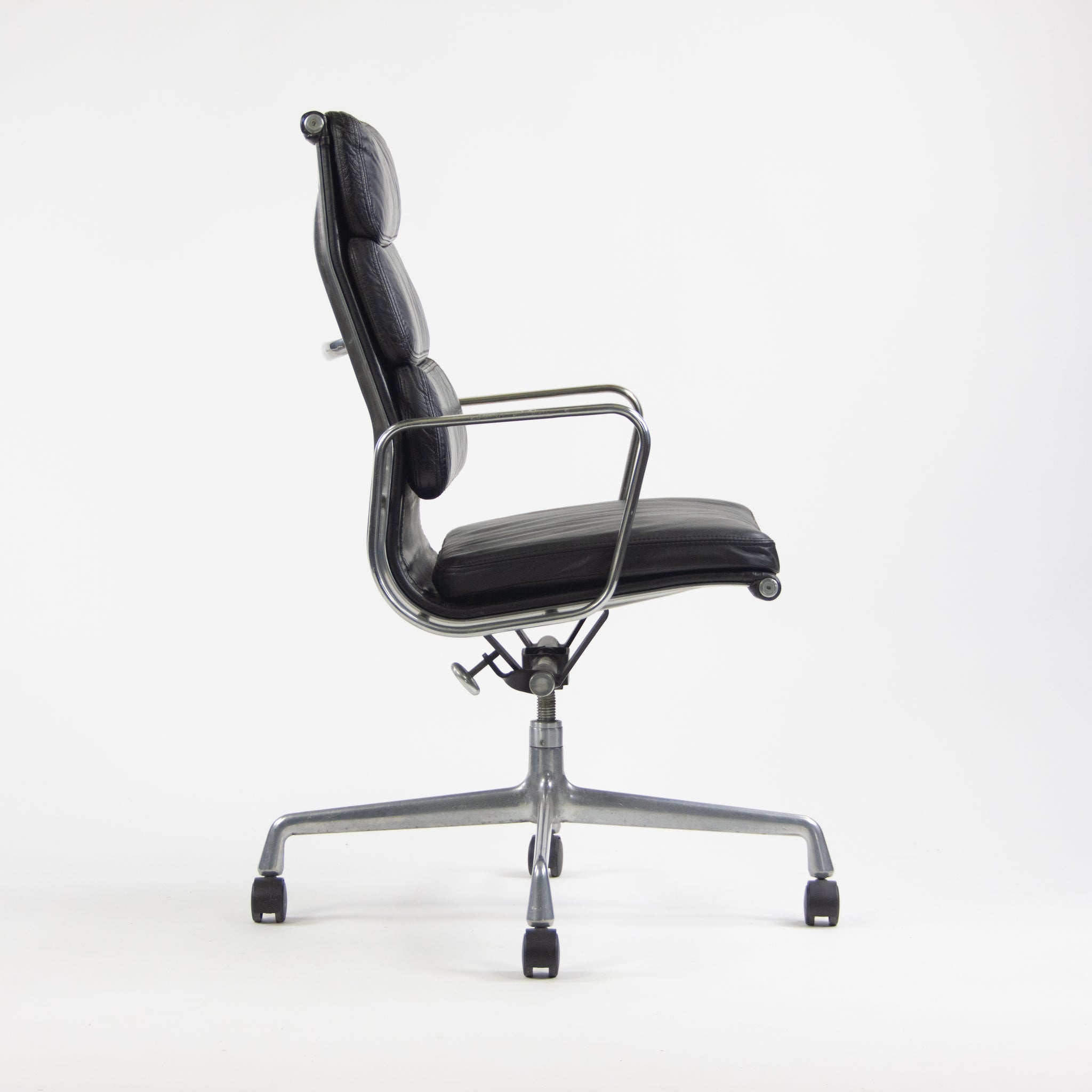 SOLD 1970's Herman Miller Eames Vintage Black High Back Soft Pad Aluminum Group Chair