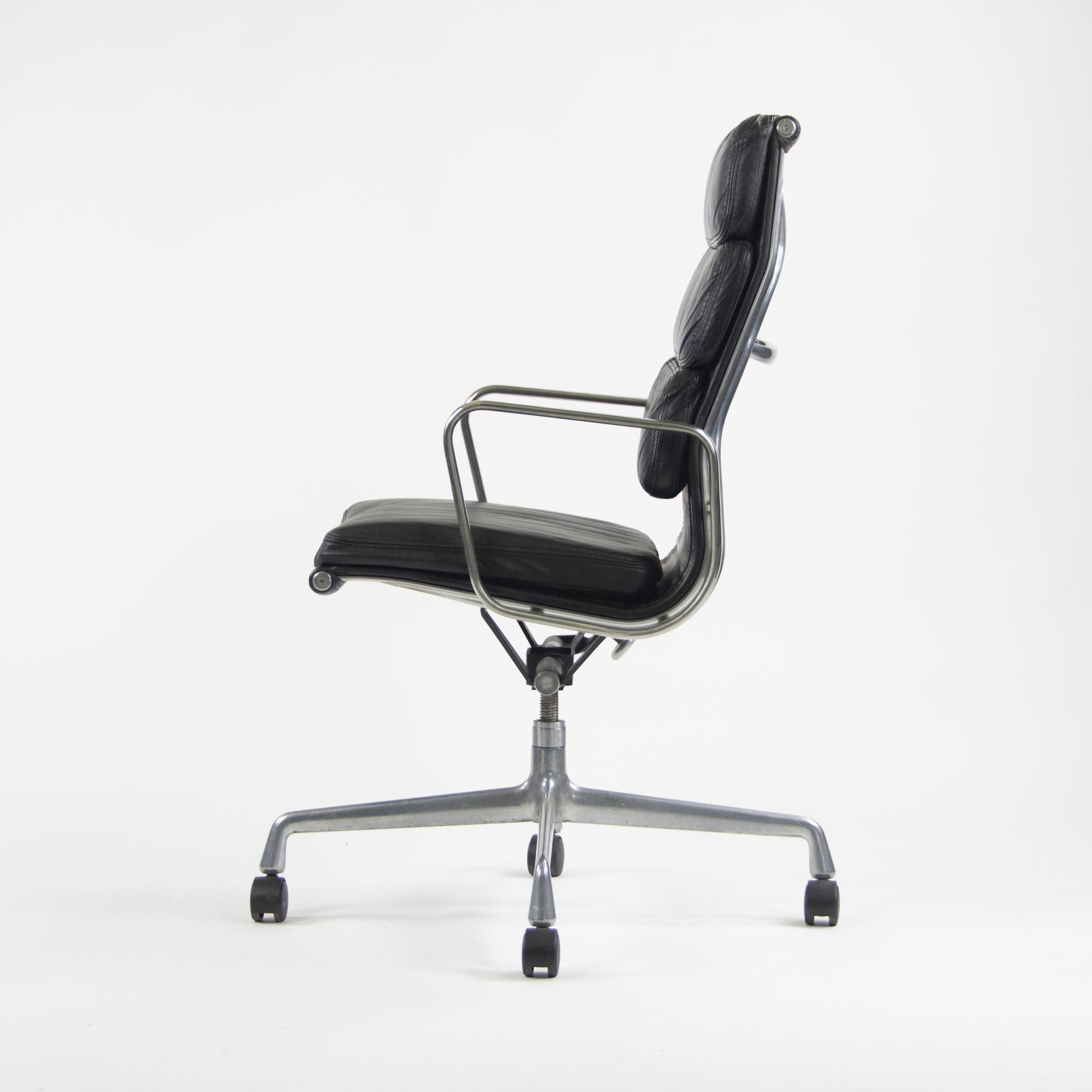 SOLD 1970's Herman Miller Eames Vintage Black High Back Soft Pad Aluminum Group Chair