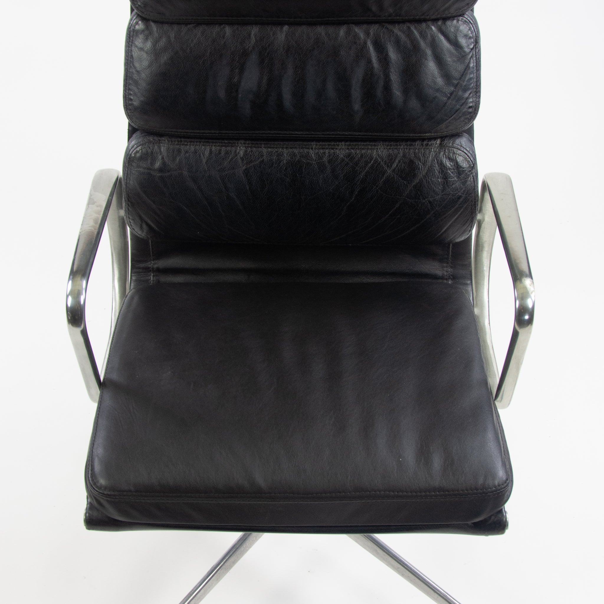 SOLD 1970's Herman Miller Eames Vintage Black High Back Soft Pad Aluminum Group Chair