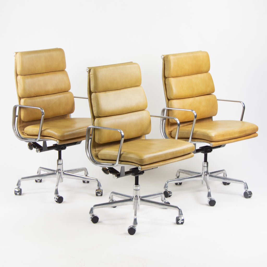 SOLD Herman Miller Eames High Soft Pad Aluminum Executive Desk Chairs 2x Available Tan
