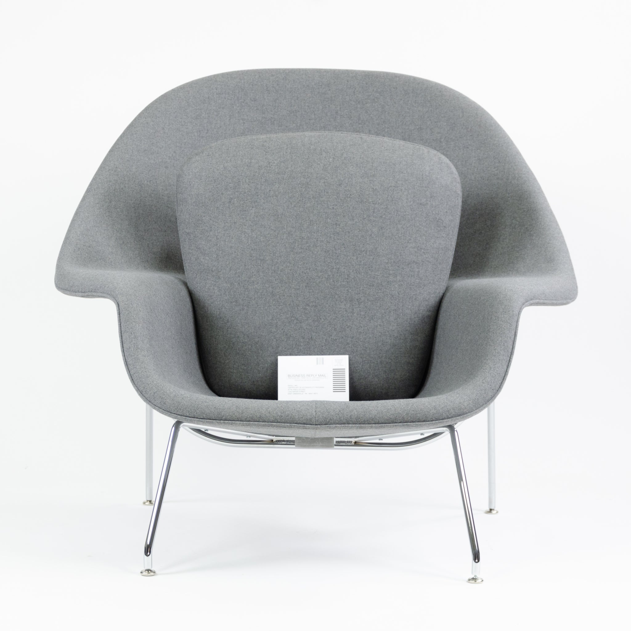 SOLD Brand New Eero Saarinen Womb Chair Knoll International Full-Size Gray Fabric 1x