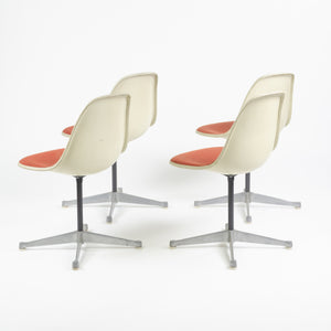 SOLD Eames Herman Miller Fiberglass Shell Chairs Alexander Girard Fabric Set Of Four