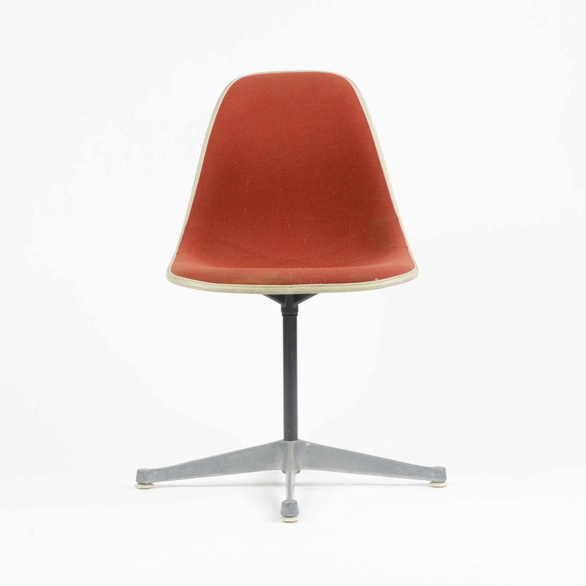 SOLD Eames Herman Miller Fiberglass Shell Chairs Alexander Girard Fabric Set Of Four