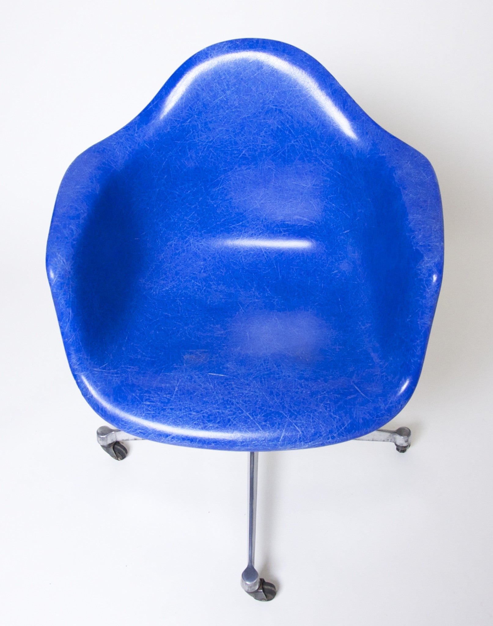 SOLD Rare 1969 Original Eames DAT Herman Miller Fiberglass Shell Chair In Bright Blue