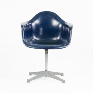 SOLD Herman Miller Eames 1960's Navy Blue Fiberglass Chair Arm Shell Holes Repaired