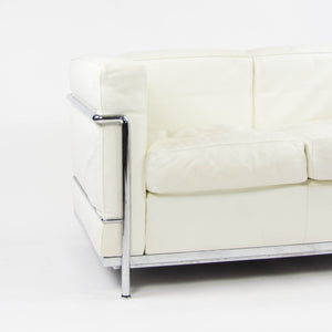 SOLD Cassina Italy Le Corbusier LC2 Petit Modele Two-Seat Sofa White Leather