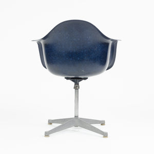 SOLD Herman Miller Eames 1960's Navy Blue Fiberglass Chair Arm Shell Holes Repaired