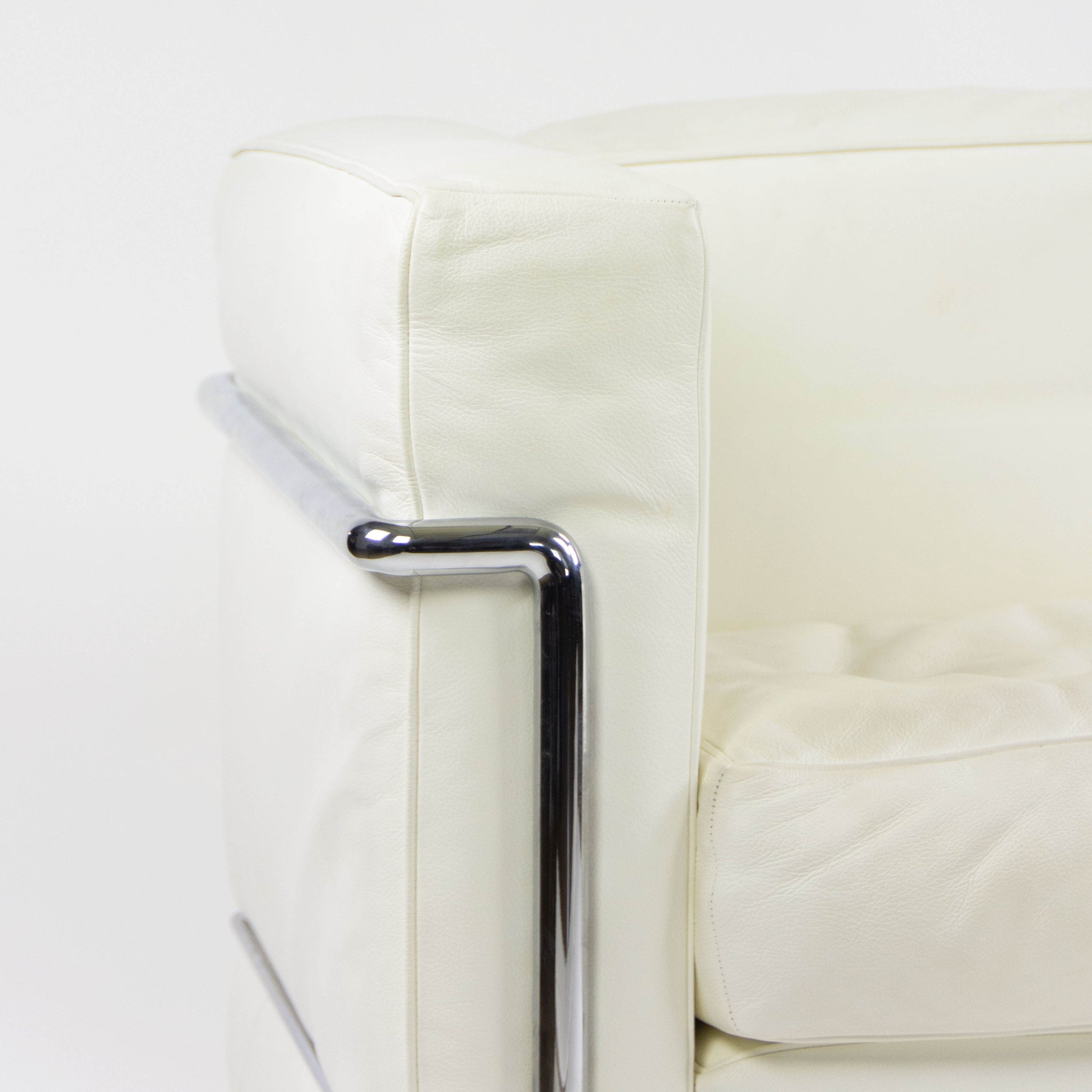 SOLD Cassina Italy Le Corbusier LC2 Petit Modele Two-Seat Sofa White Leather