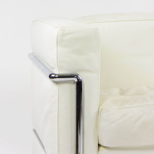 SOLD Cassina Italy Le Corbusier LC2 Petit Modele Two-Seat Sofa White Leather