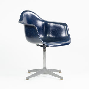 SOLD Herman Miller Eames 1960's Navy Blue Fiberglass Chair Arm Shell Holes Repaired