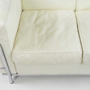 SOLD Cassina Italy Le Corbusier LC2 Petit Modele Two-Seat Sofa White Leather