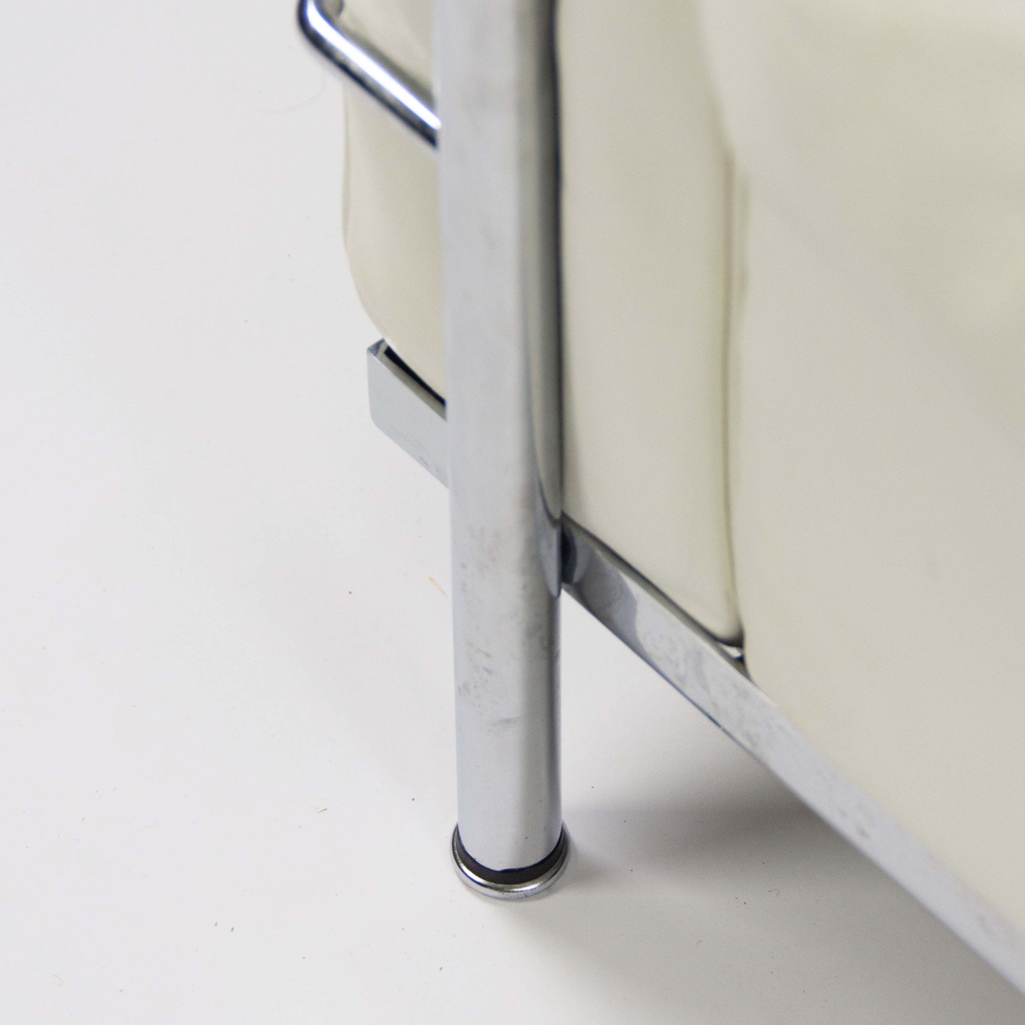 SOLD Cassina Italy Le Corbusier LC2 Petit Modele Two-Seat Sofa White Leather