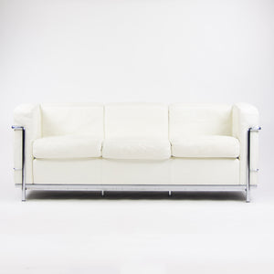 SOLD Cassina Italy Le Corbusier LC2 Petit Modele Three-Seat Sofa White Leather