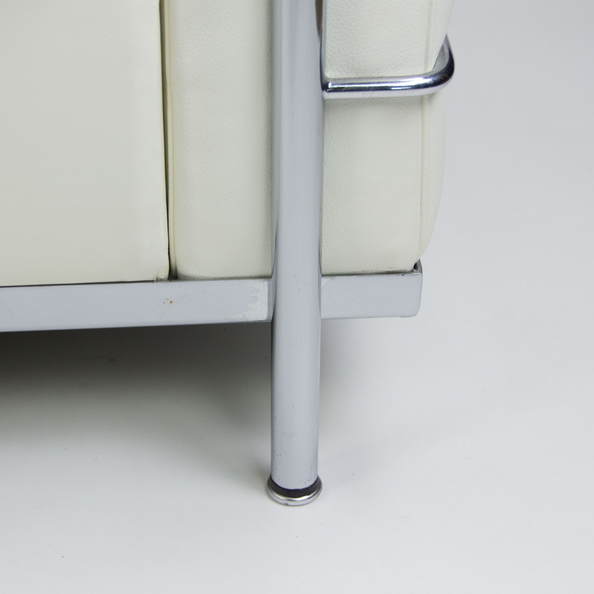 SOLD Cassina Italy Le Corbusier LC2 Petit Modele Three-Seat Sofa White Leather
