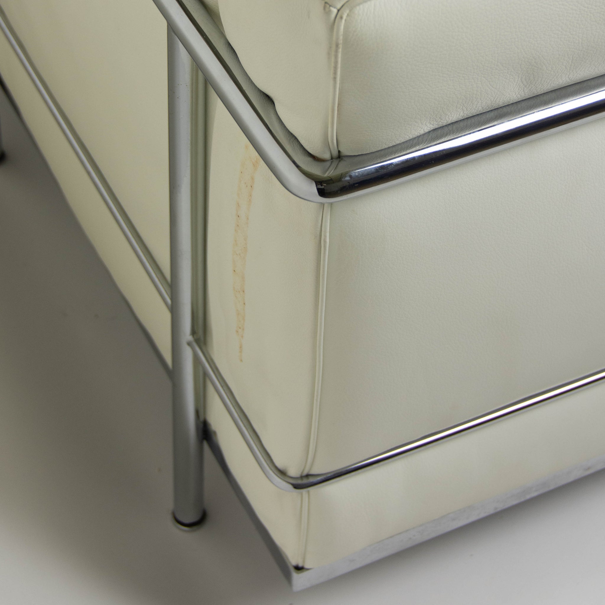 SOLD Cassina Italy Le Corbusier LC2 Petit Modele Three-Seat Sofa White Leather