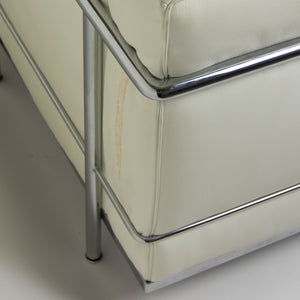 SOLD Cassina Italy Le Corbusier LC2 Petit Modele Three-Seat Sofa White Leather