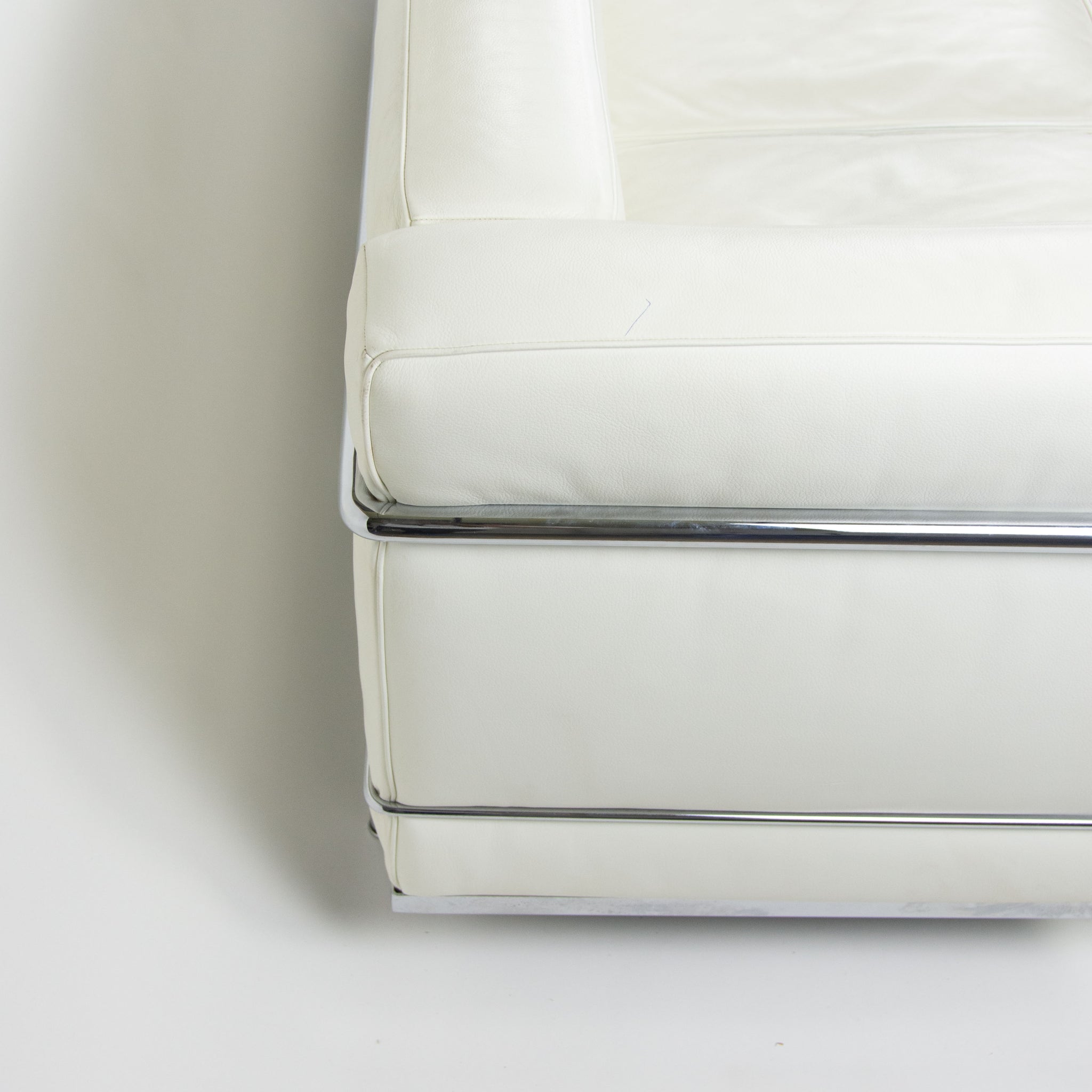 SOLD Cassina Italy Le Corbusier LC2 Petit Modele Three-Seat Sofa White Leather