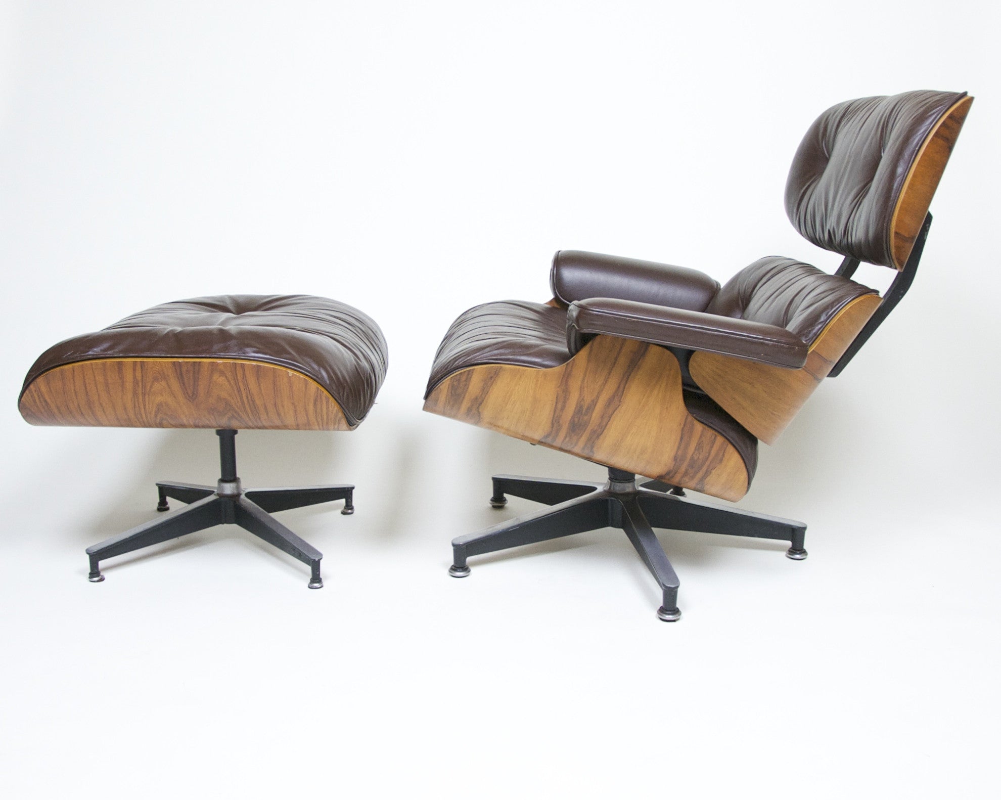 SOLD Brown Eames Lounge Chair With Ottoman with Brazilian Rosewood