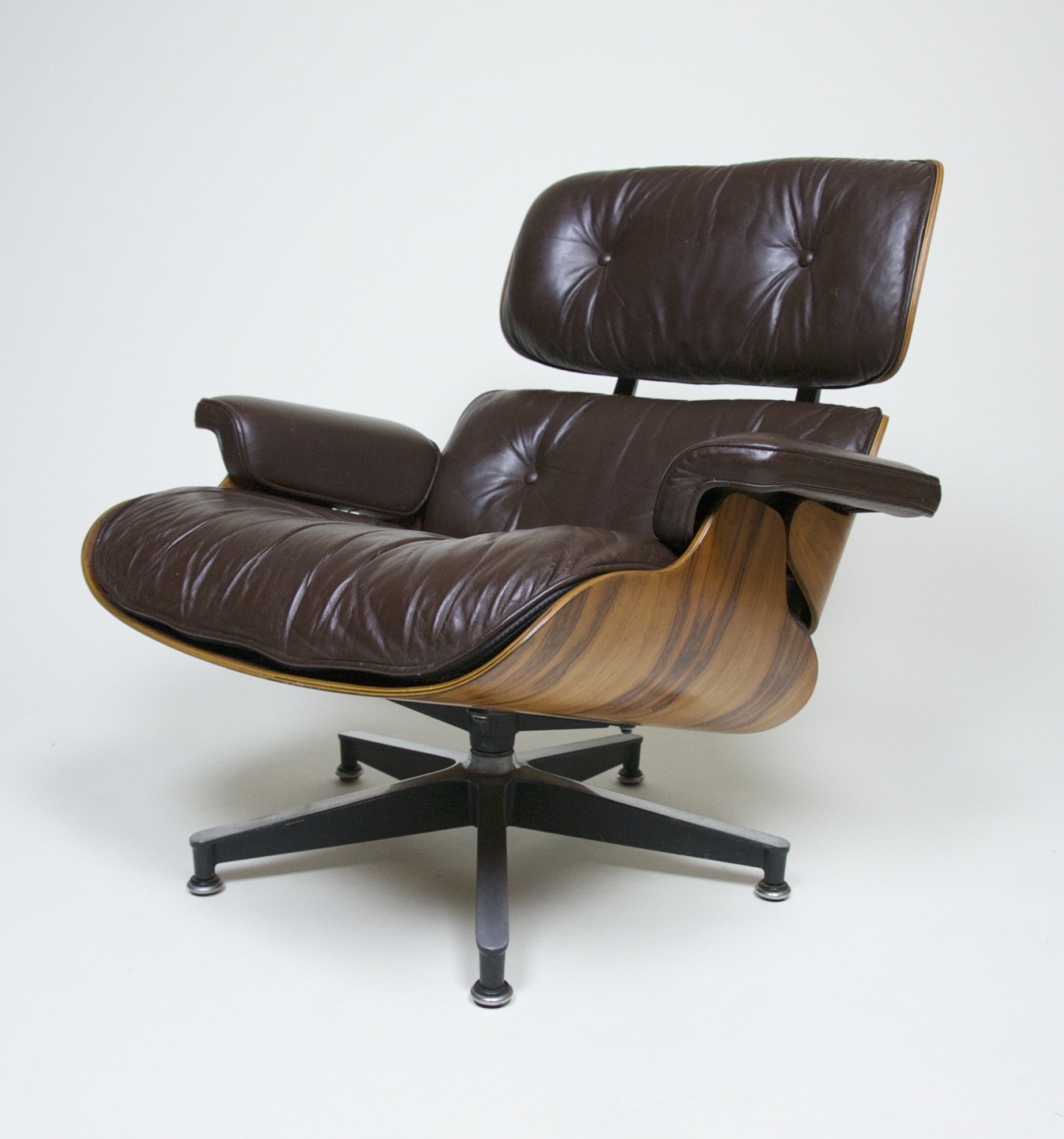 SOLD Brown Eames Lounge Chair With Ottoman with Brazilian Rosewood