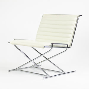 SOLD Pair Ward Bennett Sled Lounge Chairs By Geiger for Herman Miller White Leather