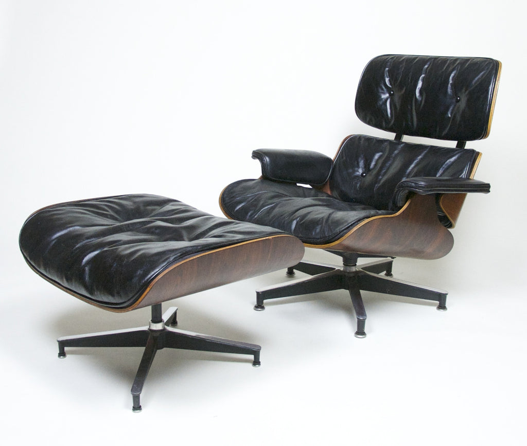 SOLD First Production Herman Miller Eames Lounge Chair & Ottoman with Brazilian Rosewood