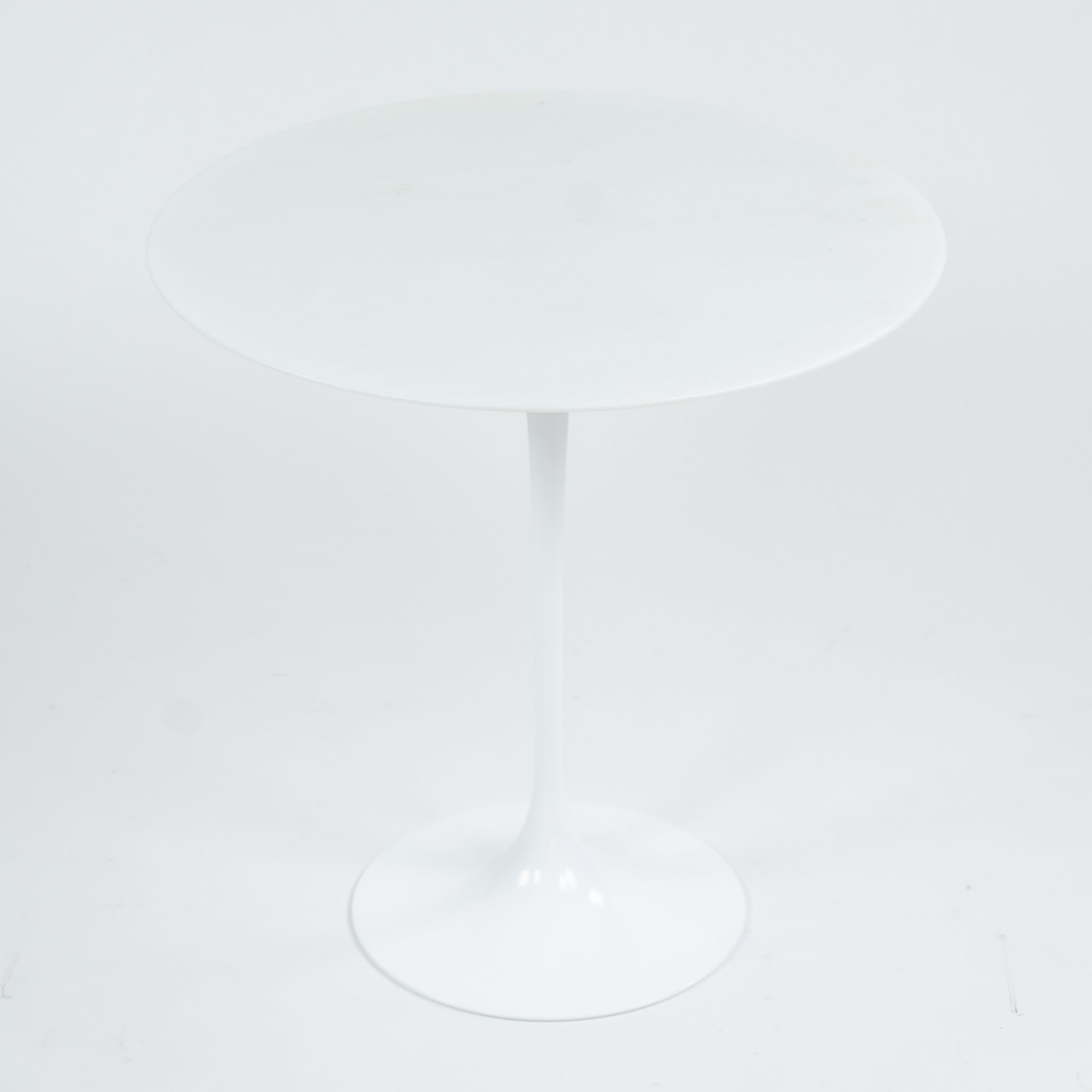 SOLD New Eero Saarinen For Knoll 20 Inch Tulip Side Table Matte White Marble Top 2x
