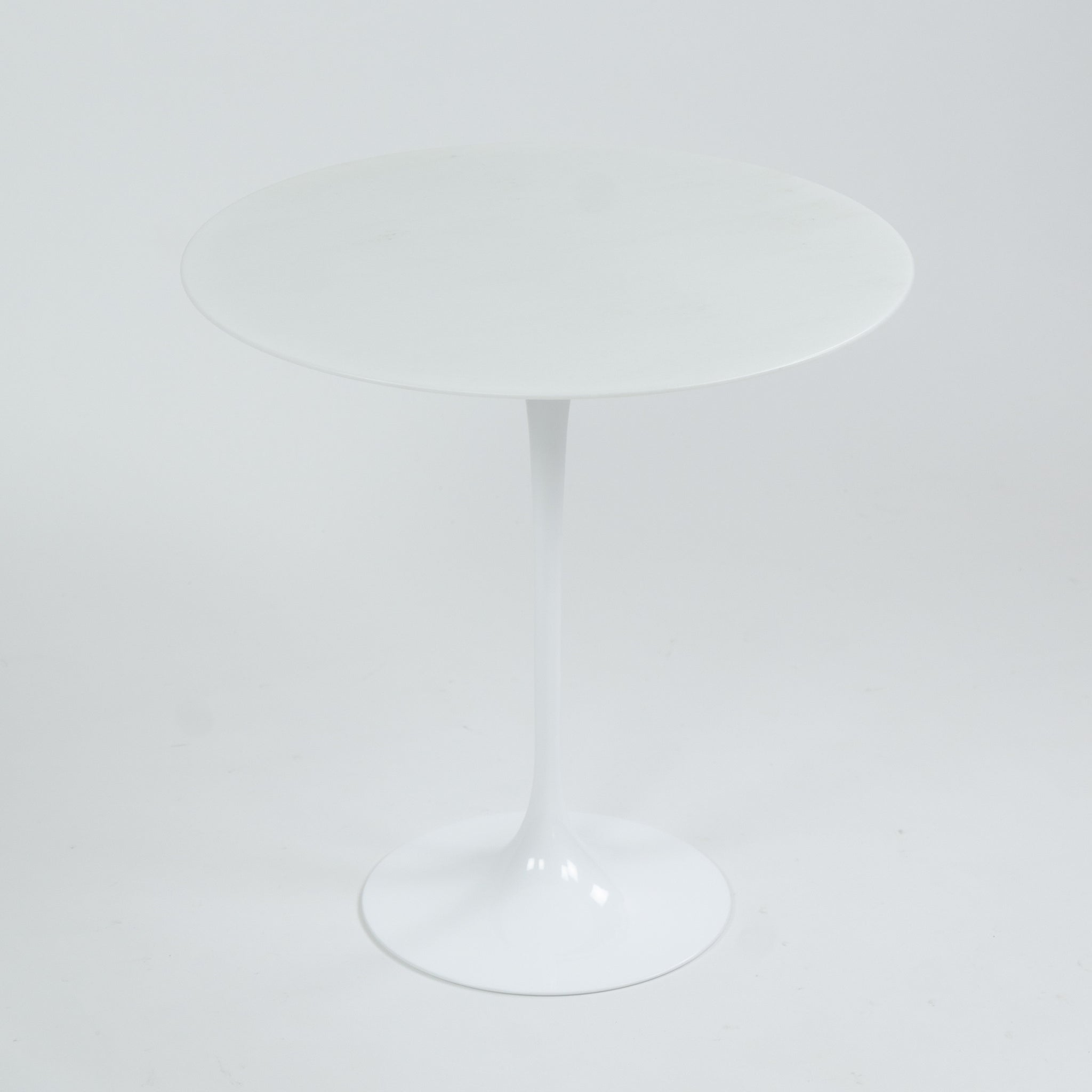 SOLD New Eero Saarinen For Knoll 20 Inch Tulip Side Table Matte White Marble Top 2x