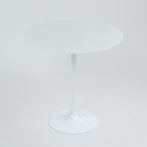 SOLD New Eero Saarinen For Knoll 20 Inch Tulip Side Table Matte White Marble Top 2x