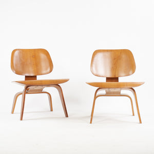 SOLD Eames Evans Herman Miller 1948 LCW Lounge Chairs Wood Walnut Rare Pair