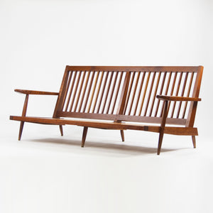 SOLD 1960's Original Vintage George Nakashima Studio Cherry Settee Sofa w/ Arms