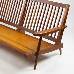 SOLD 1960's Original Vintage George Nakashima Studio Cherry Settee Sofa w/ Arms