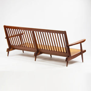 SOLD 1960's Original Vintage George Nakashima Studio Cherry Settee Sofa w/ Arms