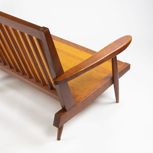 SOLD 1960's Original Vintage George Nakashima Studio Cherry Settee Sofa w/ Arms