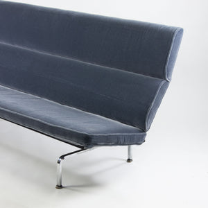 SOLD 1950's Original Eames Herman Miller Sofa Compact with Blue Mohair Upholstery