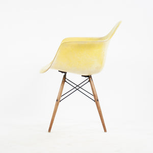 SOLD 1951 Eames Herman Miller DAW Armshell Fiberglass Chair Rope Edge Zenith Yellow