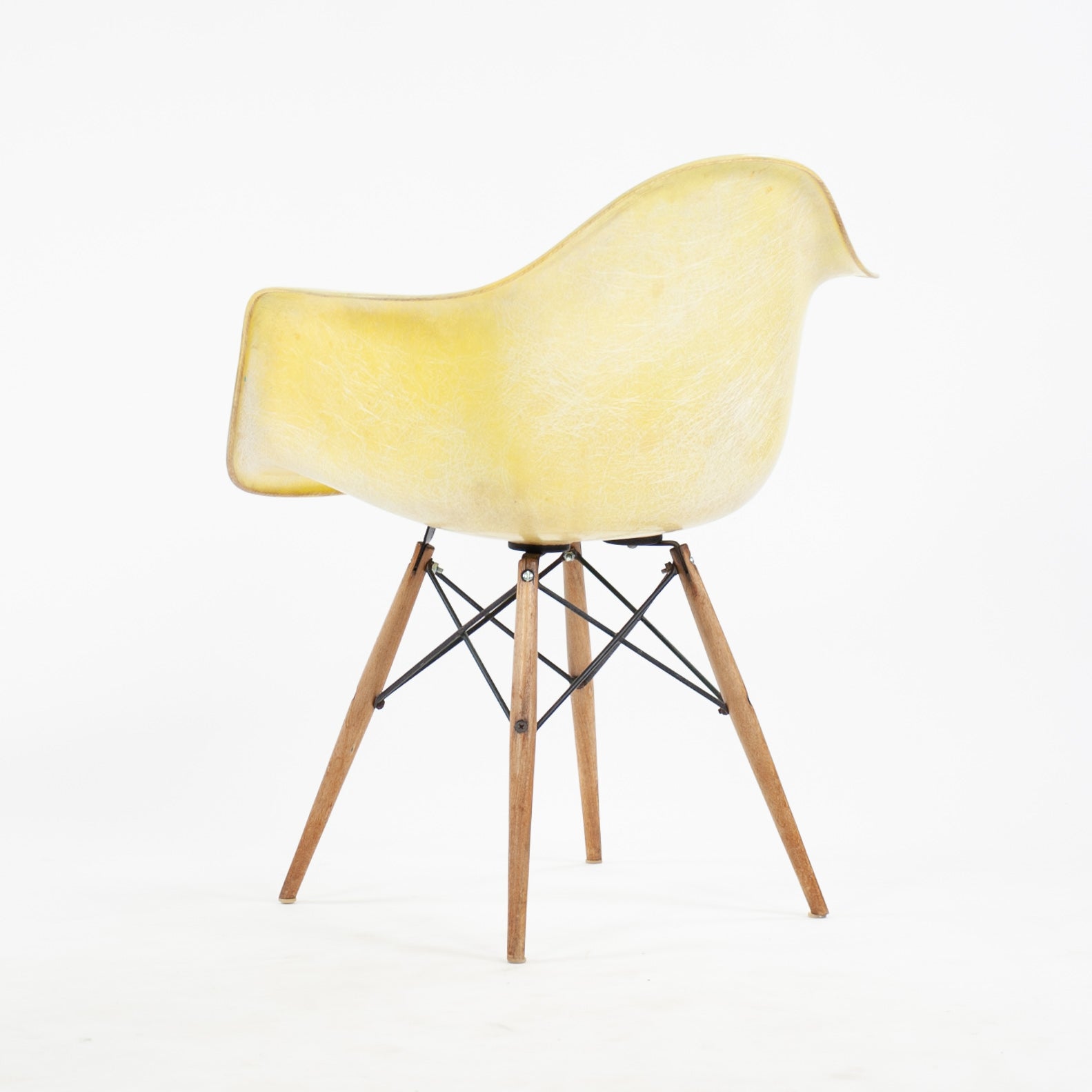 SOLD 1951 Eames Herman Miller DAW Armshell Fiberglass Chair Rope Edge Zenith Yellow