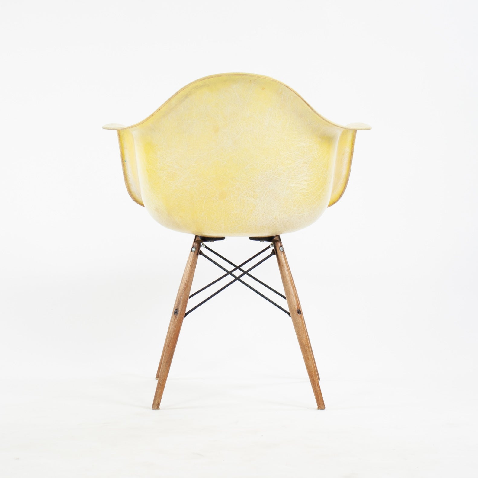 SOLD 1951 Eames Herman Miller DAW Armshell Fiberglass Chair Rope Edge Zenith Yellow